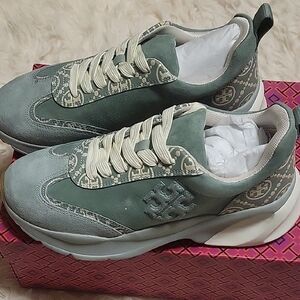 Tory Burch Green and Cream Athletic Shoes